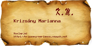 Krizsány Marianna névjegykártya